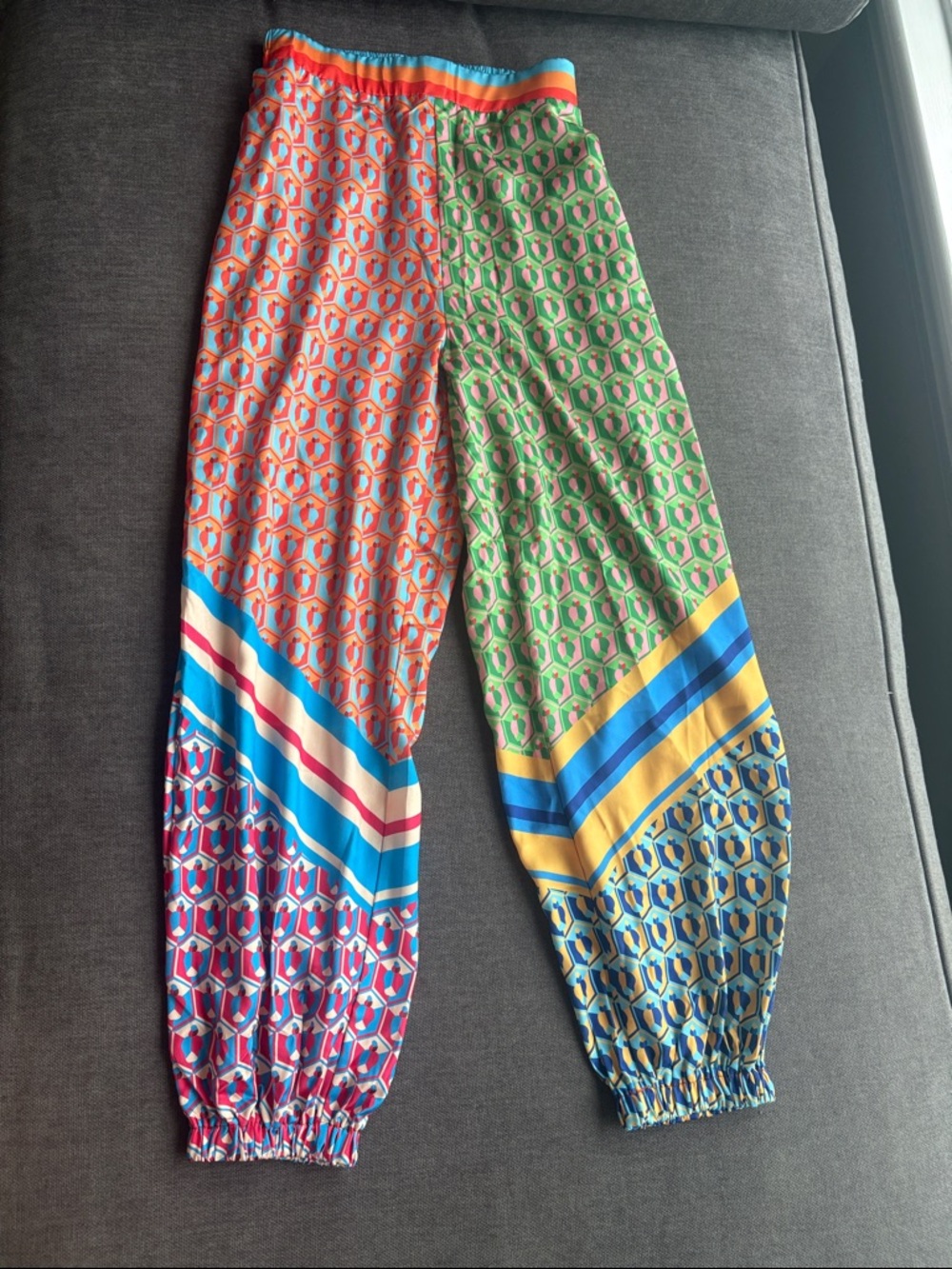 Colorblock Geometric Track Pants - Multicolor